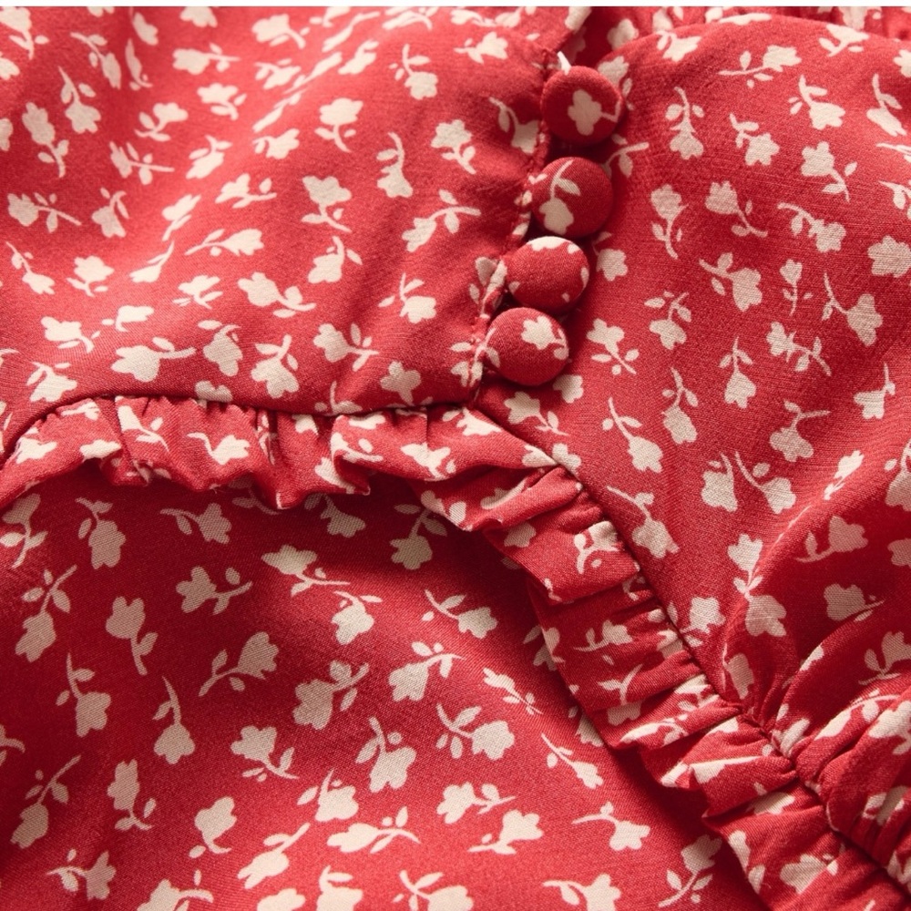 🆕 - GAP Crepe Sweetheart Red Floral Print Maxi Dress. Size: Large - Picture 4 of 9